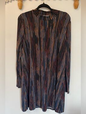 BCBGeneration Dress with Blue, Orange and Red Brushstroke Stripes